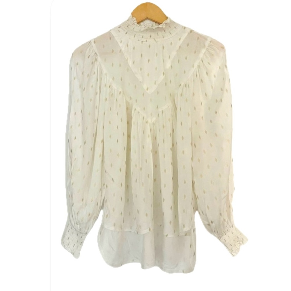 solitaire ivory top with gold dots top Blouse